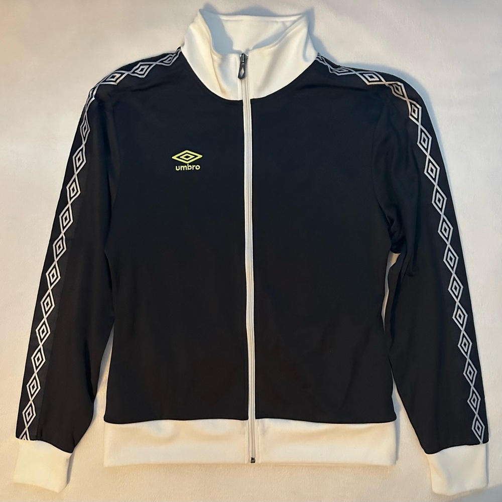 Umbro Double Diamond Track Jacket Black White Women M Logo Full Zip